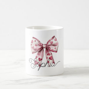 Caneca De Café Arco de Corações Vermelhos Rosa Corado