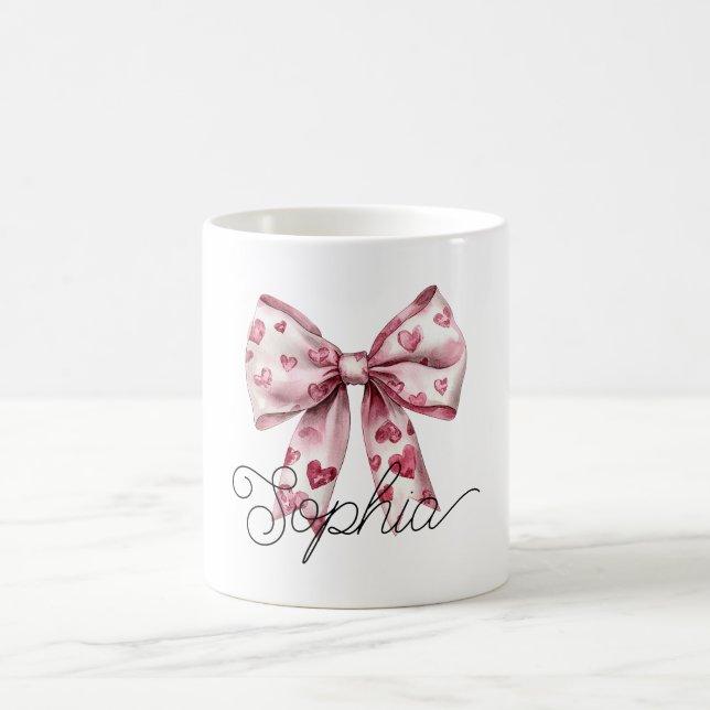 Caneca De Café Arco de Corações Vermelhos Rosa Corado (Centro)
