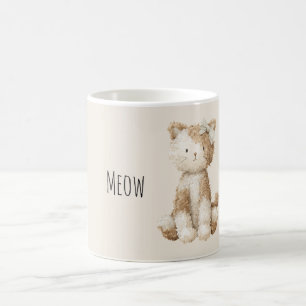 Caneca De Café Arco de Gato Bege Creme Meow