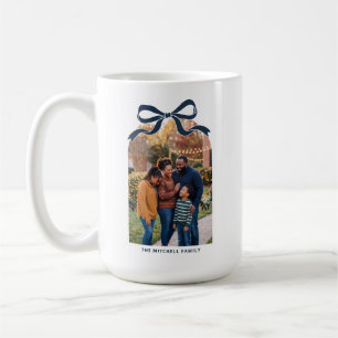 Caneca De Café Arco de Laço Elegante Família Natal Foto - Azul Ma