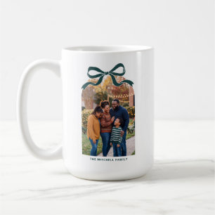 Caneca De Café Arco de Laço Elegante Família Natal Foto - Verde
