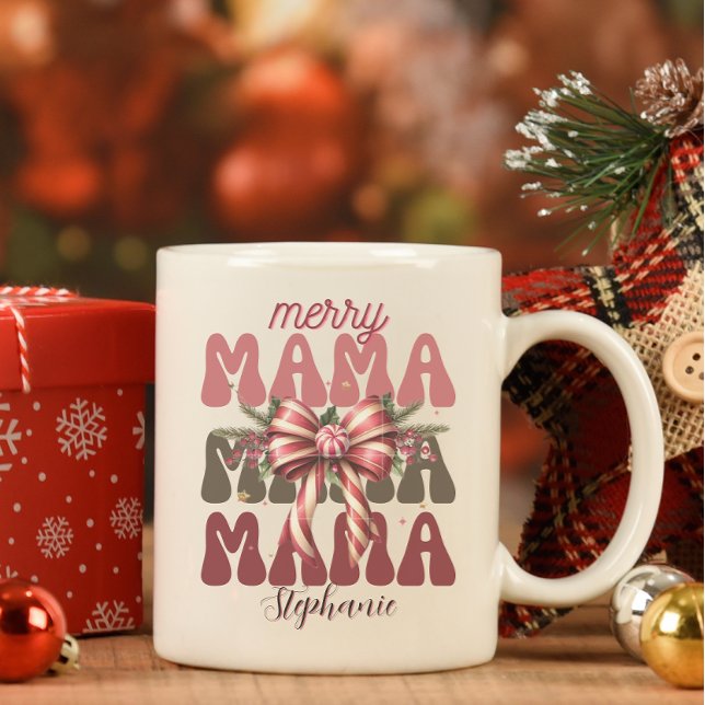 Caneca De Café arco de Natal da mãe personalizada (Criador carregado)