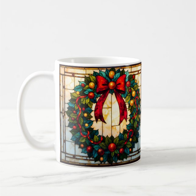Caneca De Café Arco de Natal em Estilo de Vitral (Esquerda)