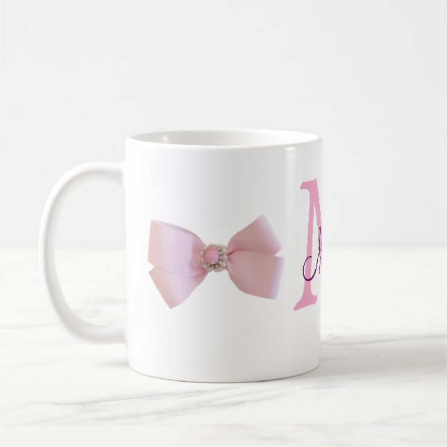 Caneca De Café arco de noiva com monograma rosa moderno rústico f (Esquerda)