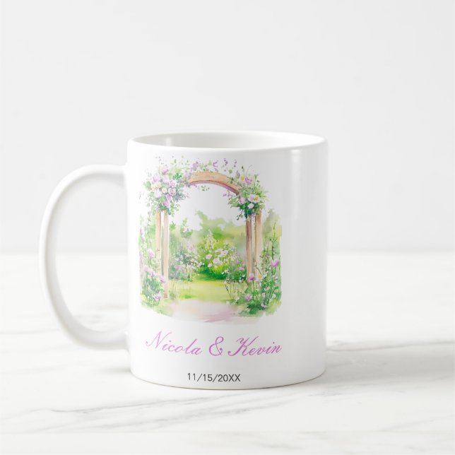 Caneca De Café Arco de Noiva Floral de Primavera (Esquerda)