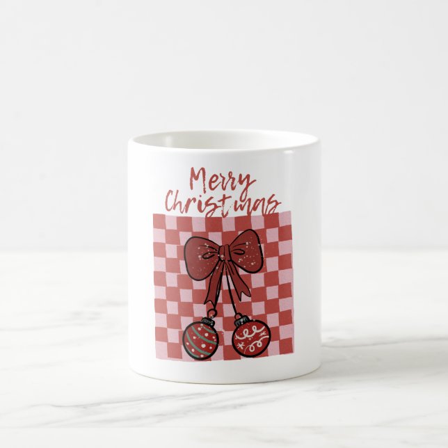 Caneca De Café Arco e Ornamentos de Natal Retrô Alegres (Centro)