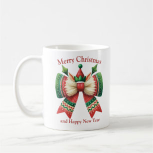 Caneca De Café Arco giro de Natal engraçado com chapéu de elfos