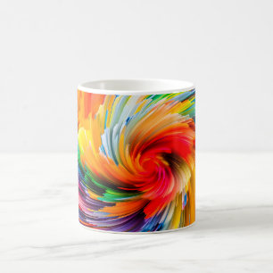 Caneca De Café Arco-íris Abstrato Vibrante Redemoinho Moderno