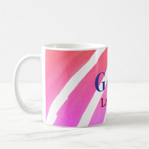 Caneca De Café Arco-íris amarelo rosa adicionar nome do casal lug