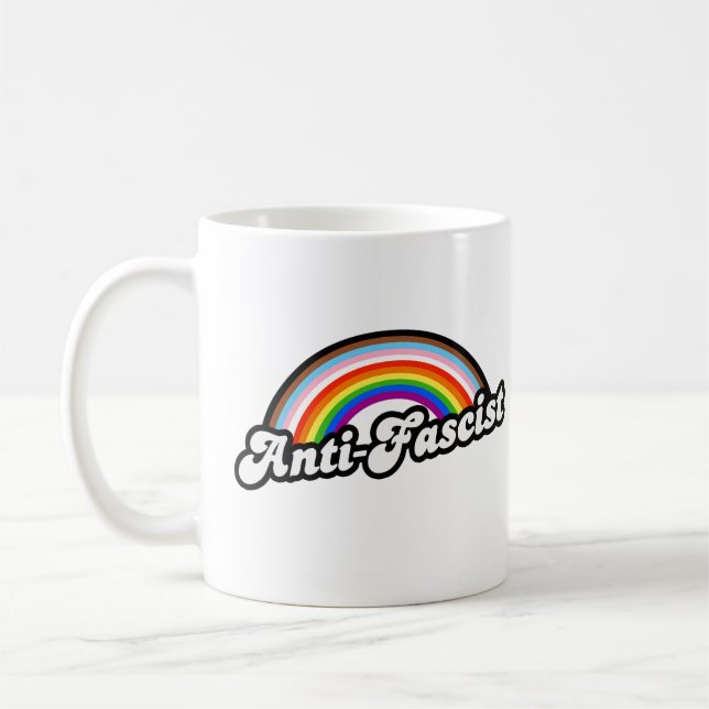 Caneca De Café Arco-Íris Anti-Fascista (Esquerda)