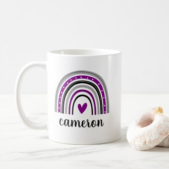 Caneca De Café Arco-Íris Asexual Personalizado (Com Donut)