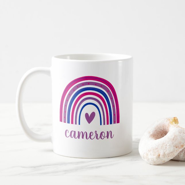Caneca De Café Arco-Íris Bissexual Personalizado (Com Donut)