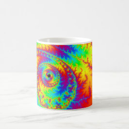 Caneca De Café Arco-Íris Colorido Fractal Espiral