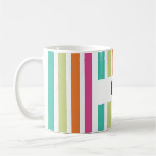 Caneca De Café Arco-íris com faixas verticais coloridas retrorcol