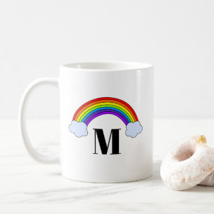 Caneca De Café Arco-íris com inicial do monograma