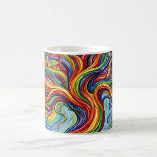 Caneca de Café Arco-Íris da Árvore da Vida Abstrat
