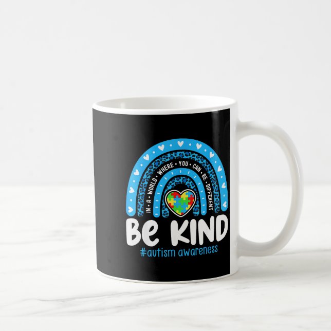 Caneca De Café Arco-íris de Conscientização do Autismo Em Abril U (Direita)