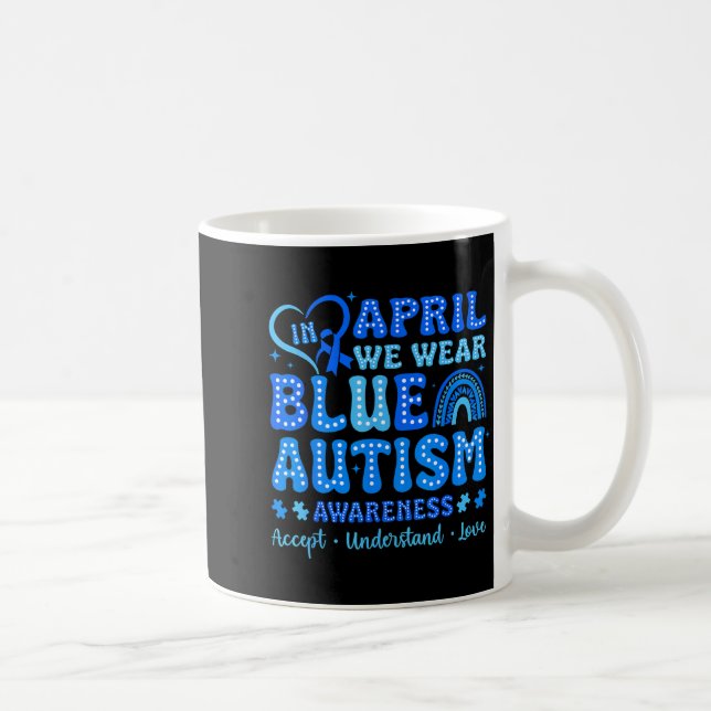 Caneca De Café Arco-íris de Conscientização do Autismo em Abril U (Direita)