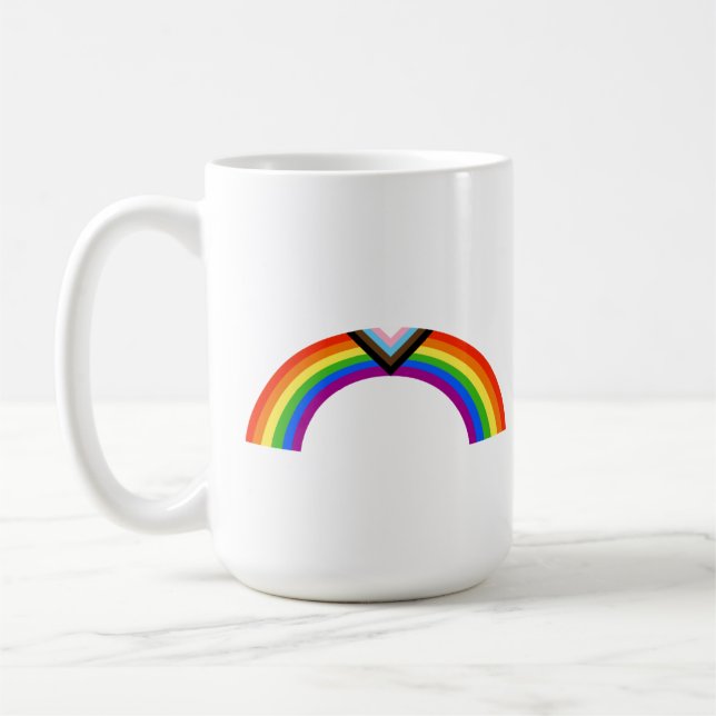 Caneca De Café Arco-íris do Orgulho Progresso (Esquerda)