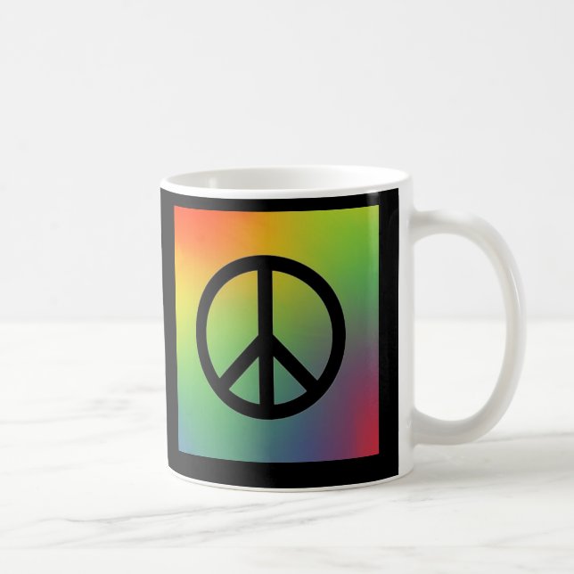 Caneca De Café Arco-íris do sinal de paz (Direita)