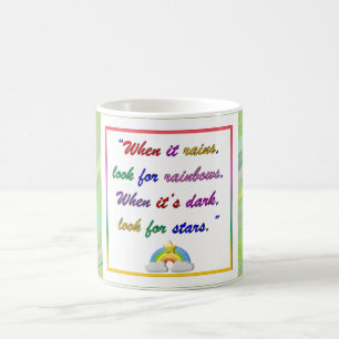 Caneca De Café Arco-Íris e Estrelas - Mug Verde Motivacional