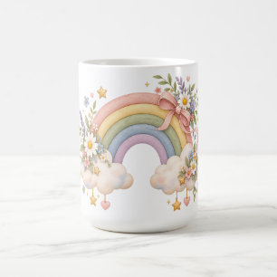 Caneca De Café Arco-íris em Aquarela Presente – Nuvem Encantadora