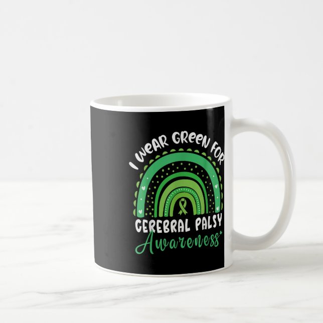 Caneca De Café Arco-Íris Em Março Vestimos Cerebral Verde Palsy A (Direita)