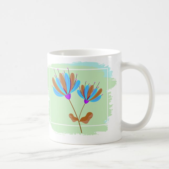 Caneca De Café Arco-Íris Flor Pincel Traço Geométrico Design (Direita)