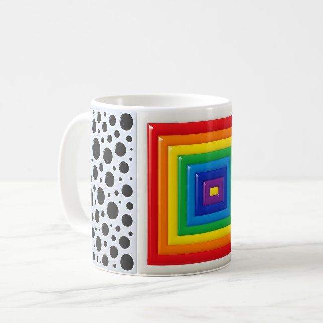 Caneca De Café Arco-Íris Geométrico  (Frente Esquerda)