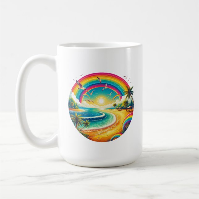 Caneca De Café Arco-Íris Grande Clássico Cerâmico (Esquerda)