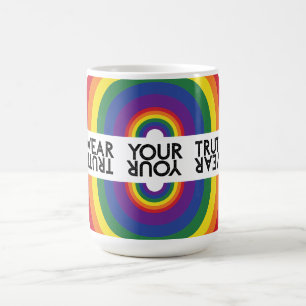 Caneca De Café Arco Íris Minimalista Moderno Statement Colorido