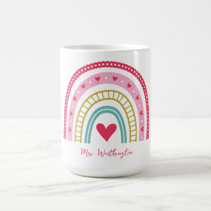Caneca De Café Arco-Íris Monograma Nome Professor