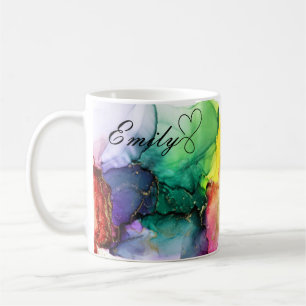 Caneca De Café Arco-Íris multicolorido personalizado de luxo