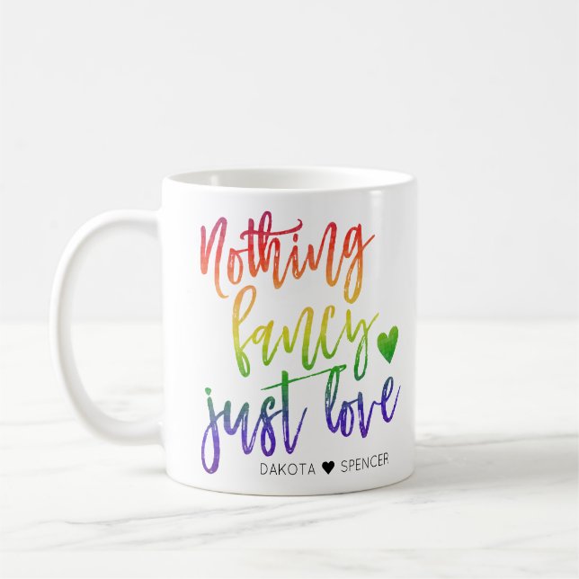 Caneca De Café Arco-Íris Nada Rico Apenas Amor | Casamento Casual (Esquerda)