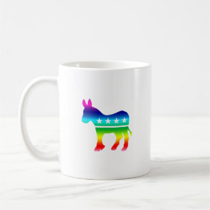 Caneca De Café Arco-íris original do asno de Democrata