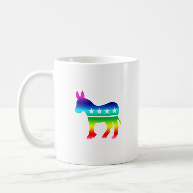 Caneca De Café Arco-íris original do asno de Democrata (Esquerda)