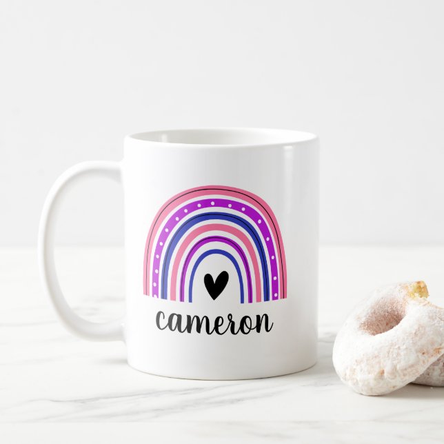 Caneca De Café Arco-Íris Personalizado (Com Donut)