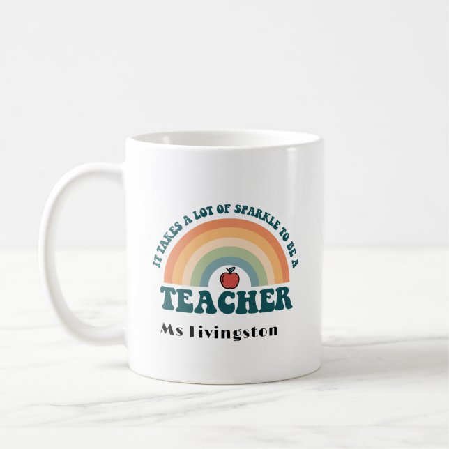 Caneca De Café Arco-Íris - Professor Personalizado Obrigado Mug (Esquerda)