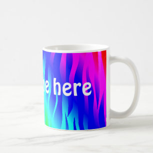 Caneca De Café Arco-íris psicadélico seu nome em letras grandes