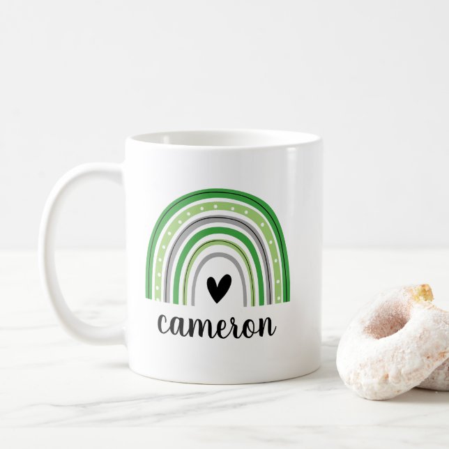 Caneca De Café Arco-Íris Romântico Personalizado (Com Donut)