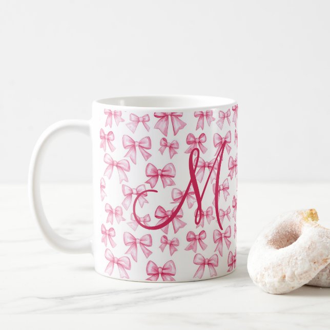 Caneca De Café Arco-íris Rosa Laço Coquette Estética Elegante Ten (Com Donut)