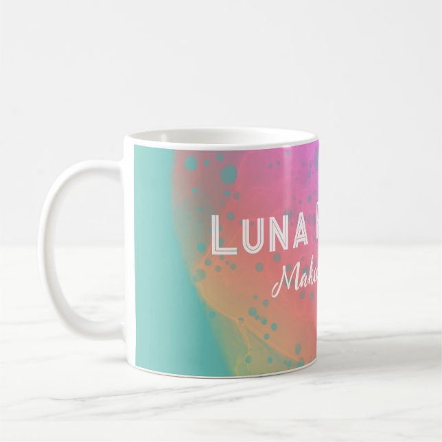 Caneca De Café Arco-Íris Rosa Pintado - Mug Personalizável (Esquerda)