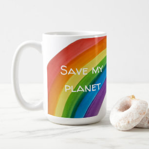 Caneca De Café ARCO-ÍRIS Salve meu planeta (personalizável)