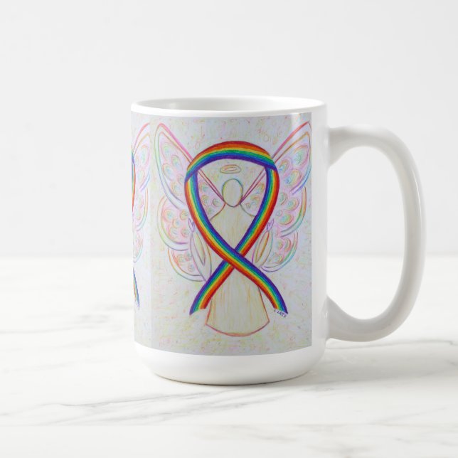 Caneca De Café Arco-Íris Sensibilização Fita Angel Art Mug (Direita)