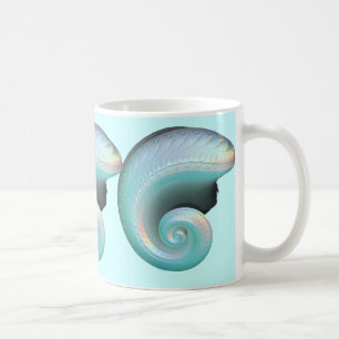 Caneca De Café Arco-íris surreal Shell do jade