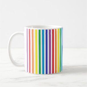 Caneca De Café Arco-íris vertical e listras brancas