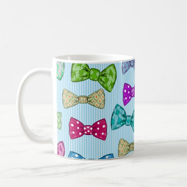 Caneca De Café Arco, listras azuis, aquarela. (Esquerda)