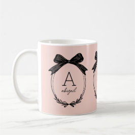 Caneca De Café Arco preto chic inicial moderno Monograma cor-de-r