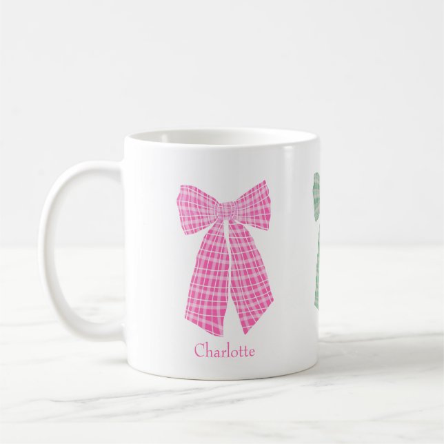Caneca De Café Arco Romântico de Coquetes Rosa Personalizado Ging (Esquerda)