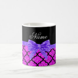 Caneca De Café arco roxo neon rosado com neon cor-de-rosa com nom